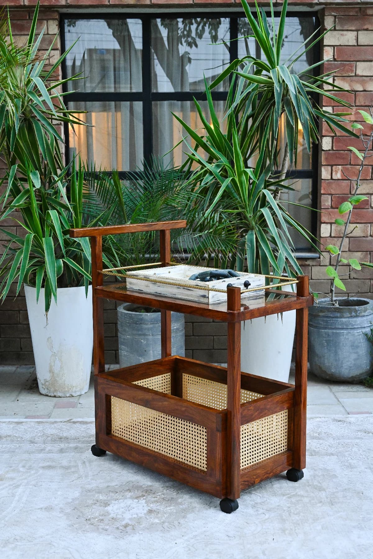 Riviera Cane Bar Cart