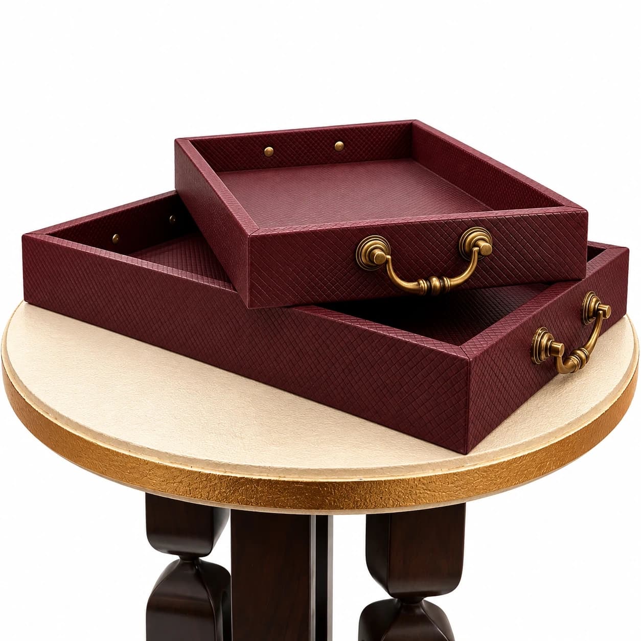 Oxblood Saffiano Tray Set